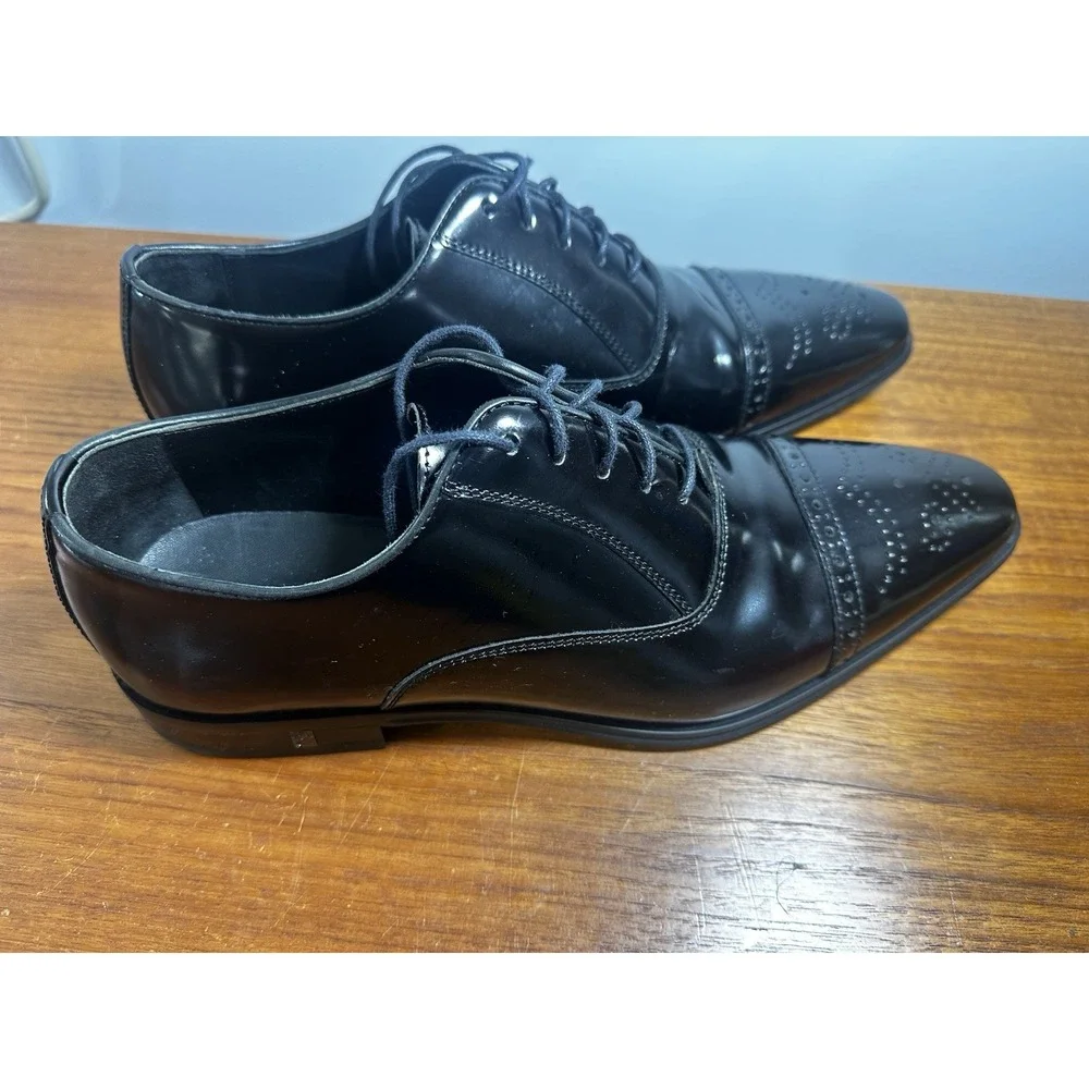 Versace Collection Oxford Dress Shoes Mens 48 Black Leather Lace Up Business